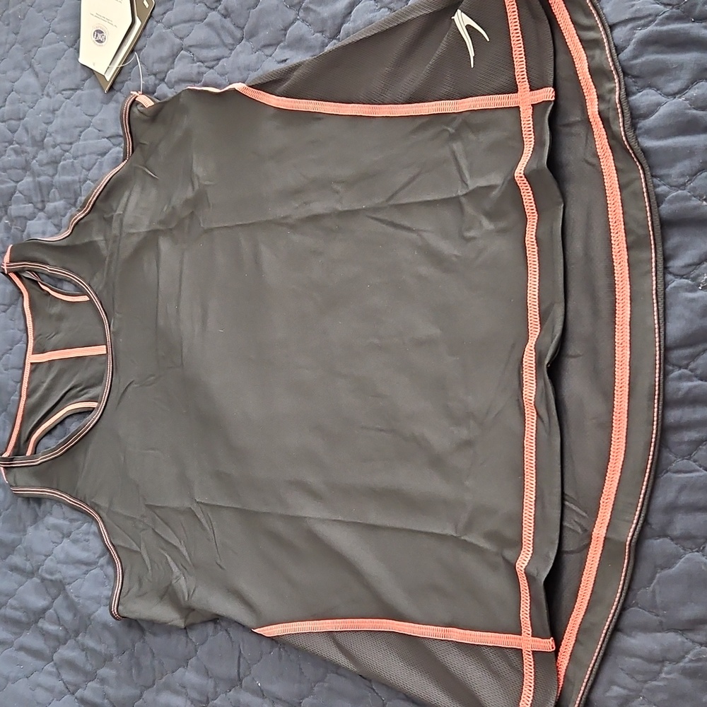 Endeavor Athletic, NWT, Racerback Tank Top, Black w/Pink Stripe